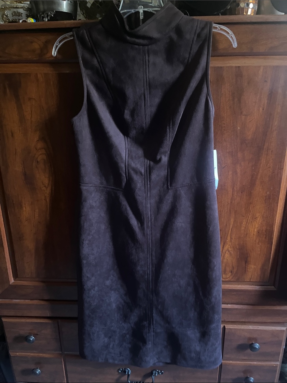 Sleeveless Mock Neck Women’s Dress in Dark Brown